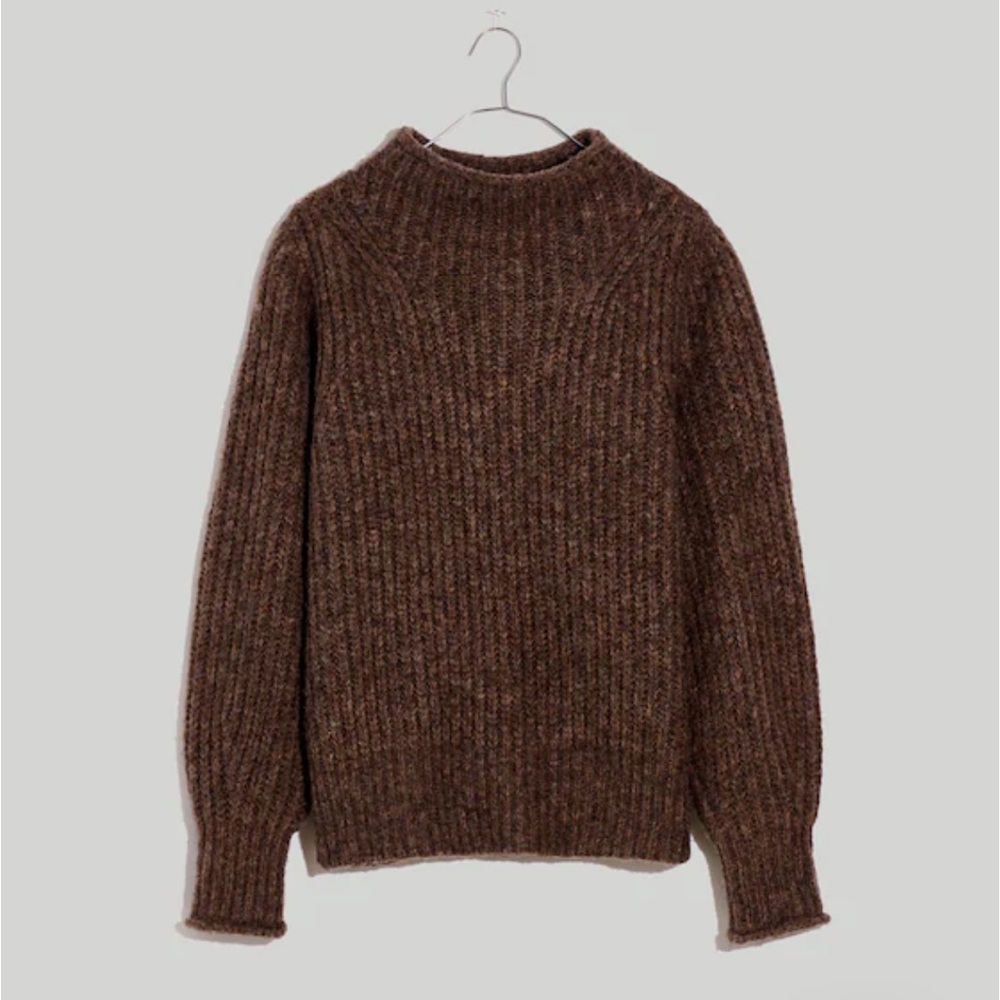 Madewell Loretto Mockneck Pullover Sweater in Heather Otter | Size Small